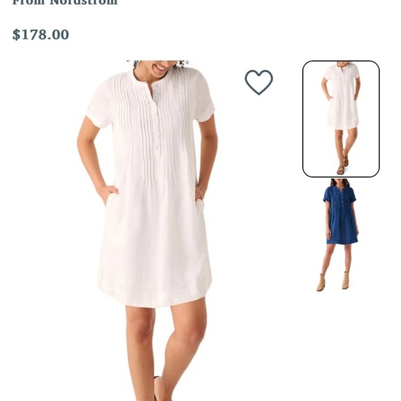 Faherty Gemina Dress Washed Floral Linen Pintuck Mini Pockets Short Sleeves S - Picture 15 of 15